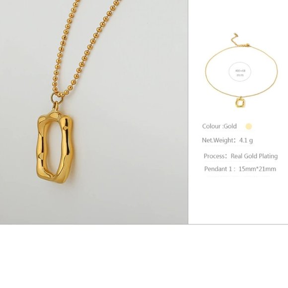 New 18K Gold Plated Irregular Geometric Pendant Necklace - Picture 3 of 5